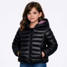 12COAT 8J: Black Puffa Coat (3-8 Years)
